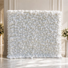 Load image into Gallery viewer, Snow White Wedding Flower Wall Backdrop - Roll-Up Photo Booth Decor | Optional 50% Return Refund Program