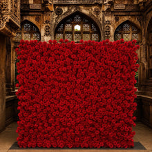 Load image into Gallery viewer, Red Rose Wedding Flower Wall Backdrop, Roll-Up Floral Wall Cloth for Ceremony Photo Booth | 50% Return Refund Option