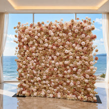 Load image into Gallery viewer, Light Brown Rose Wedding Flower Wall Backdrop, Roll Up Floral Wall for Ceremony Photo Booth | 50% Return Refund Option