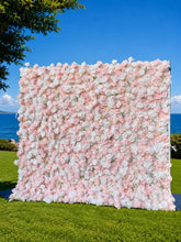 Load image into Gallery viewer, Pink White 3D Wedding Flower Wall Backdrop, Roll Up Floral Wall for Ceremony Photo Booth | 50% Return Refund Option