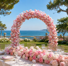 Load image into Gallery viewer, Pink Rose Foam Base Flower Arch 8x8 ft, Artificial Wedding Ceremony Flower Row, Floral Table Runner US Seller | 50% Return Refund Option
