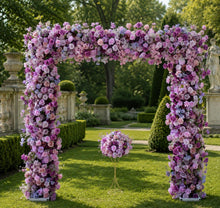 Load image into Gallery viewer, Purple Rose Fabric Flower Arch 8x8 ft, Artificial Ceremony Flowers, Wedding Reception Party Stage Decor US Seller | 50% Return Refund Option