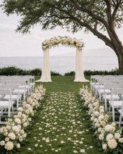 Load image into Gallery viewer, Made to Order Wedding Arch Flowers, Aisle Decor Chiffon Draping, Ceremony Backdrop | Midsummer Vow Collection