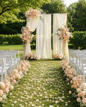 Load image into Gallery viewer, Made to Order Wedding Backdrop Flowers, Chiffon Draping, Aisle Floral Arrangements | Luminous Veil Collection