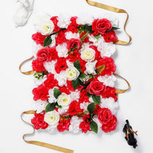Load image into Gallery viewer, US Seller! Rose Garden Wall 3-D Artificial Flower Panel Shop Party Christmas Wall Decor Photo Backdrop Floral Wall Red White Green
