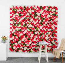 Load image into Gallery viewer, US Seller! Rose Garden Wall 3-D Artificial Flower Panel Shop Party Christmas Wall Decor Photo Backdrop Floral Wall Red White Green
