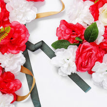 Load image into Gallery viewer, US Seller! Rose Garden Wall 3-D Artificial Flower Panel Shop Party Christmas Wall Decor Photo Backdrop Floral Wall Red White Green
