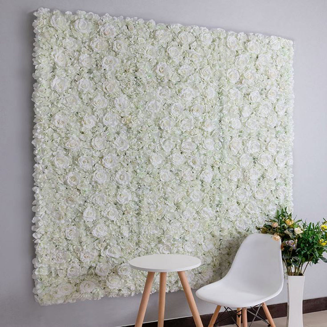 Big Sale 30% OFF!!! Pure White Flower Wall 3-D Artificial Flower Panel Home Shop Party Wall Decor Photo Backdrop Setting Floral Arrangement