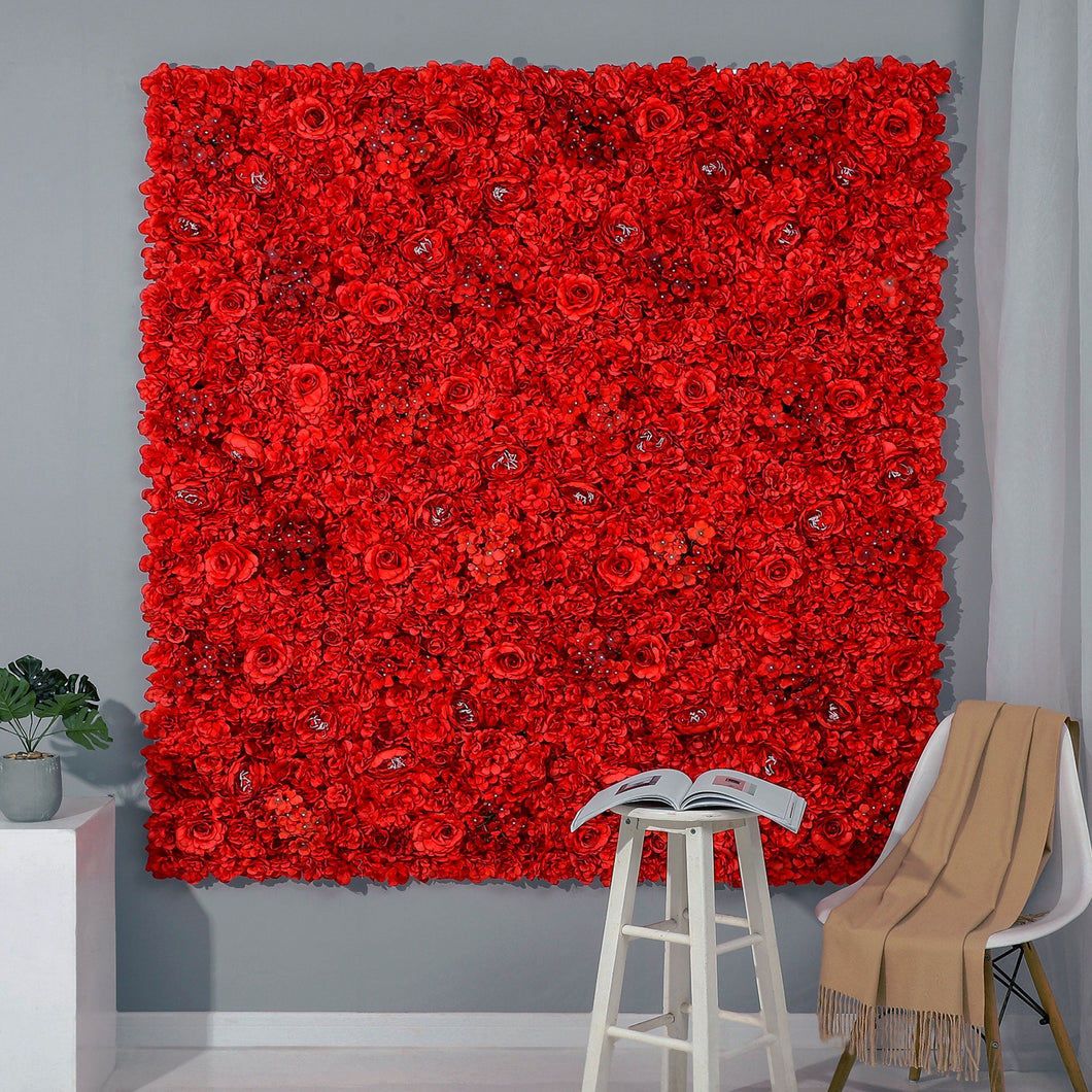 Big Sale 30% OFF!!! Scarlet Red Flower Wall 3-D Artificial Flower Panel Home Shop Party Holiday Wall Decor Photo Backdrop Floral Wall Roses