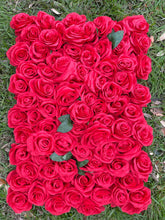 Load image into Gallery viewer, US Seller! Ruby Rose Flower Wall 3-D Red Artificial Flower Panel Home Shop Party Wall Decor Photo Wedding Backdrop Arrangement
