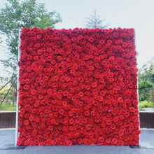 Load image into Gallery viewer, US Seller! Red Rosy 3D Roll Up Flower Wall On Cloth Fabric Wedding Party Photo Backdrop Bridal Shower Top Quality Easy Quick Assemble
