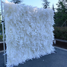 Load image into Gallery viewer, US Seller! The White Furry 3D Roll Up Flower Wall On Cloth Fabric Wedding Party Photo Backdrop Bridal Top Quality Quick Assemble N06
