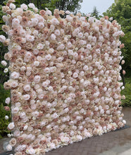 Load image into Gallery viewer, Now 40% OFF Sale!!! Light Brown 5D Roll Up Flower Wall On Cloth Fabric Wedding Party Photo Backdrop Top Quality  Quick Assemble 8829
