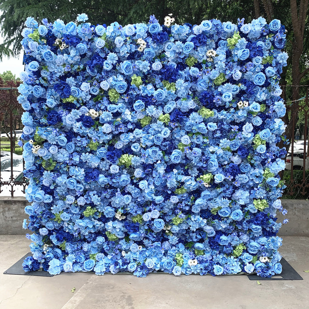 New Design! Big Sale 30% OFF! Cerulean Sky 5D Flower Wall On Cloth Fabric Wedding Party Photo Backdrop Top Quality Easy Quick Assemble N8825