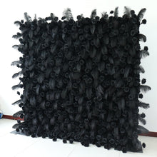 Load image into Gallery viewer, Real Black Ostrich Feather Roses Roll-Up Flower Wall Backdrop 17
