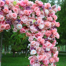 Load image into Gallery viewer, 8x8 ft Fabric Roll-up Wedding Arch Backdrop [Rosewater Garden Pink Rose Arch Frame] for Ceremony, Photo Booth &amp; Floral

