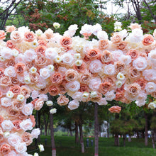 Load image into Gallery viewer, 8x8 ft Fabric Roll-up Wedding Arch Backdrop [Peach Champagne Rose Garden Arch Frame] for Ceremony, Photo Booth &amp; Floral
