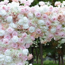 Load image into Gallery viewer, 8x8ft Fabric Backing Pink Whisper Flower Arch Wedding Backdrop Flower Archway Party Decor No Stand&amp;Central Flwoer Set SN1
