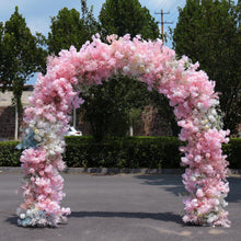 Load image into Gallery viewer, 8x8ft Foam Base Backing Pink April Flower Arch Wedding Backdrop Flower Archway Party Decor With Stand UN2
