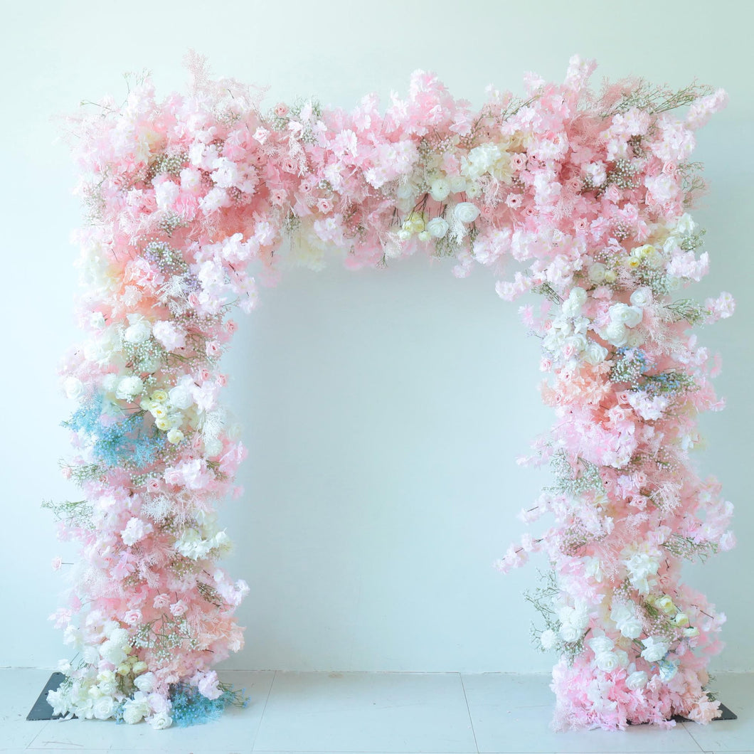 8x8ft Foam Base Backing Pink April Flower Arch Wedding Backdrop Flower Archway Party Decor With Stand SF2