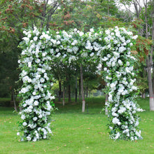 Load image into Gallery viewer, 8x8 ft Wedding Arch Backdrop [Woodland Pearl White Floral Greenery Arch Frame] for Ceremony, Photo Booth &amp; Floral Table Runner
