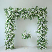 Load image into Gallery viewer, 8x8 ft Wedding Arch Backdrop [Woodland Pearl White Floral Greenery Arch Frame] for Ceremony, Photo Booth &amp; Floral Table Runner

