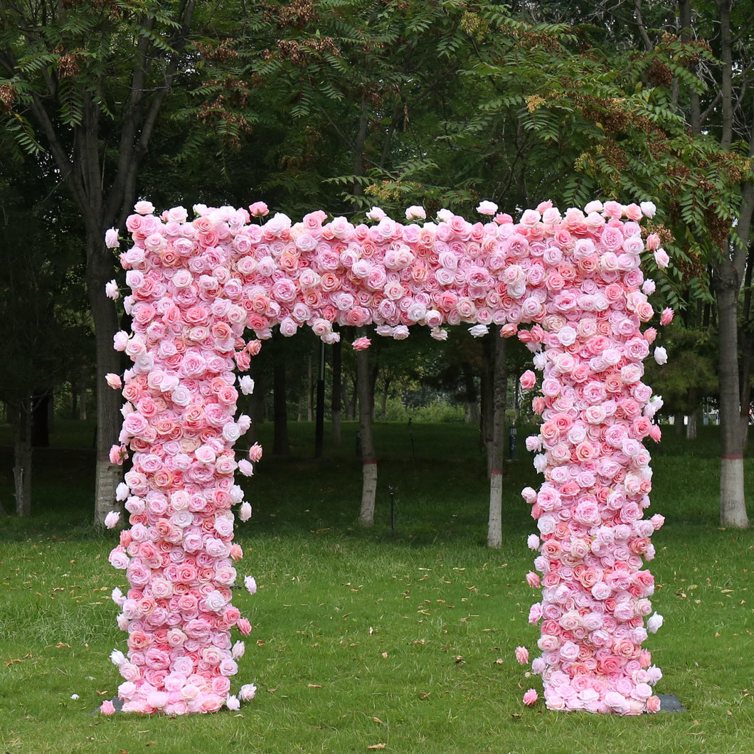 US Seller! 8x8ft Foam Base Backing Pink Rose Flower Arch Wedding Backdrop Flower Archway Party Decor w Stand SF20