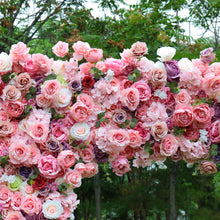 Load image into Gallery viewer, 8x8 ft Fabric Roll-up Wedding Arch Backdrop [Rosewater Garden Pink Rose Arch Frame] for Ceremony, Photo Booth &amp; Floral
