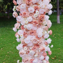 Load image into Gallery viewer, 8x8 ft Fabric Roll-up Wedding Arch Backdrop [Peach Champagne Rose Garden Arch Frame] for Ceremony, Photo Booth &amp; Floral
