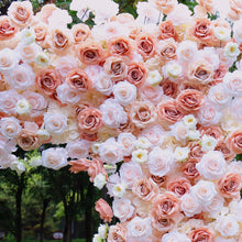 Load image into Gallery viewer, 8x8 ft Fabric Roll-up Wedding Arch Backdrop [Peach Champagne Rose Garden Arch Frame] for Ceremony, Photo Booth &amp; Floral
