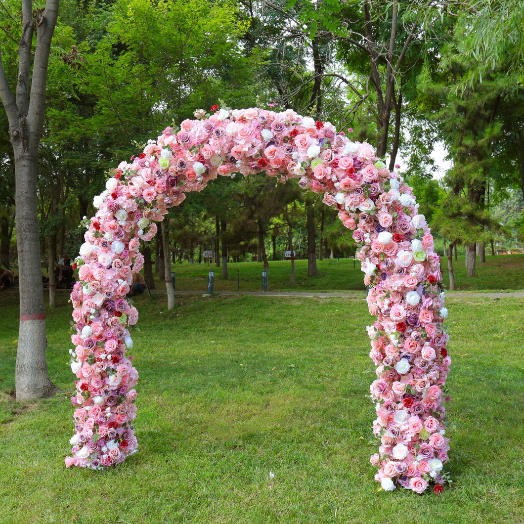 8x8ft Foam Base Backing Summer Garden Muti-Colors Flower Arch Wedding Backdrop Flower Archway Party Decor with Stand U28