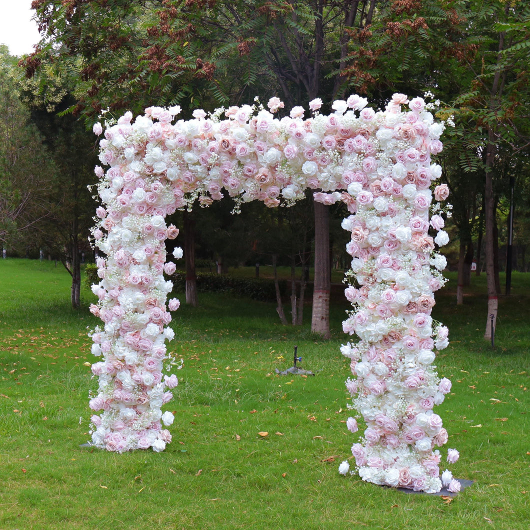 8x8ft Fabric Backing Pink Whisper Flower Arch Wedding Backdrop Flower Archway Party Decor No Stand&Central Flwoer Set SN1