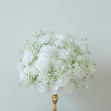 Load image into Gallery viewer, White Rose Baby Breaths Mix Arrangement | White Floral Centerpiece / Floral Centerpiece Only / without Stand
