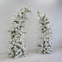 Load image into Gallery viewer, Flower Wall Backdrop [Snow Grace White Floral Pillar Pair] for Ceremony &amp; Photo Booth
