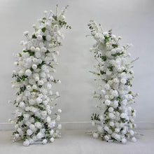 Load image into Gallery viewer, Flower Wall Backdrop [Snow Grace White Floral Pillar Pair] for Ceremony &amp; Photo Booth
