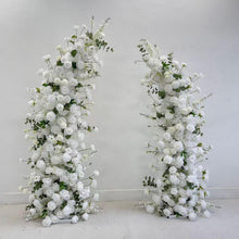 Load image into Gallery viewer, Flower Wall Backdrop [Snow Grace White Floral Pillar Pair] for Ceremony &amp; Photo Booth
