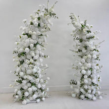 Load image into Gallery viewer, Flower Wall Backdrop [Snow Grace White Floral Pillar Pair] for Ceremony &amp; Photo Booth

