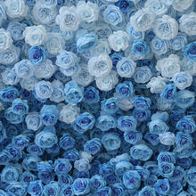 Load image into Gallery viewer, Dual-Sided Flower Wall Backdrop [Azure Tide Blue Rose Ombre Roll-Up Fabric Panel] for Ceremony &amp; Photo Booth
