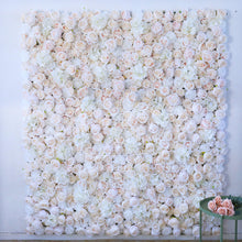 Load image into Gallery viewer, Ivory Blush Flower Wall Panel, 3D Silk Floral Backdrop (16x24 inches)
