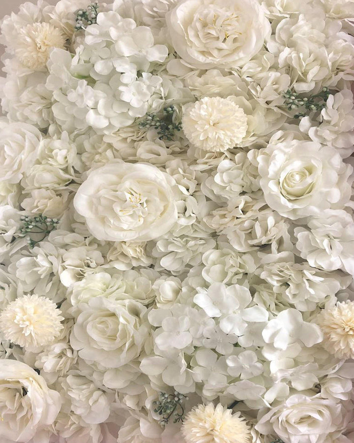 3D Cream White Flower Wall Panel, Wedding Backdrop (16x24 inches)