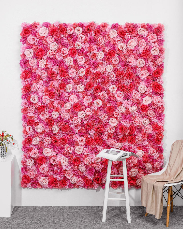 3D Pink Flower Wall Panel, Silk Floral Backdrop, Event Decor (16x24 inches)