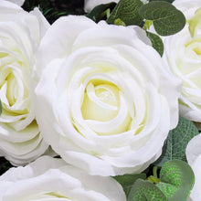 Load image into Gallery viewer, Ivory White Rose Flower Wall Panel - Eucalyptus Greenery Backdrop
