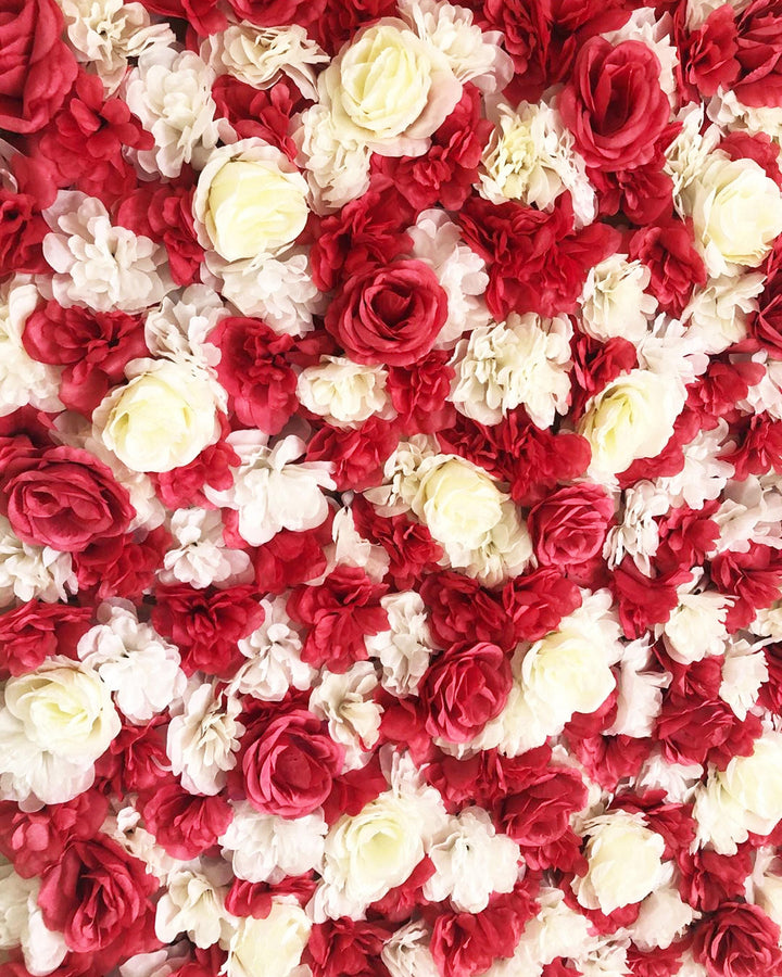 Red and White 3D Flower Wall Panel, Wedding Photo Booth Backdrop