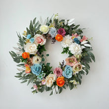 Load image into Gallery viewer, 24" Faux Floral Wreath, Elegant Front Door Decor
