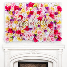 Load image into Gallery viewer, Handmade Framed Faux Floral Nursery Wall Art, Name Sign (23"x28")
