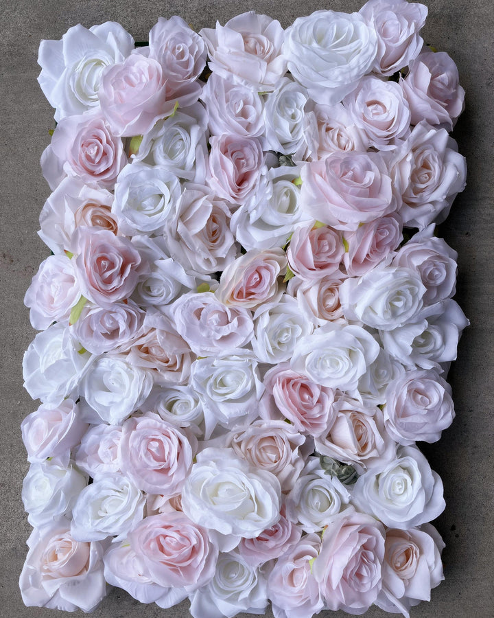 Baby Pink Rose Flower Wall Panel, 3D Silk Floral Backdrop (16x24 inches)