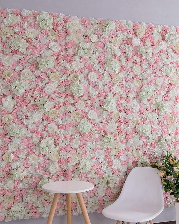 Light Pink 3D Flower Wall Panel: Artificial Floral Wedding Backdrop