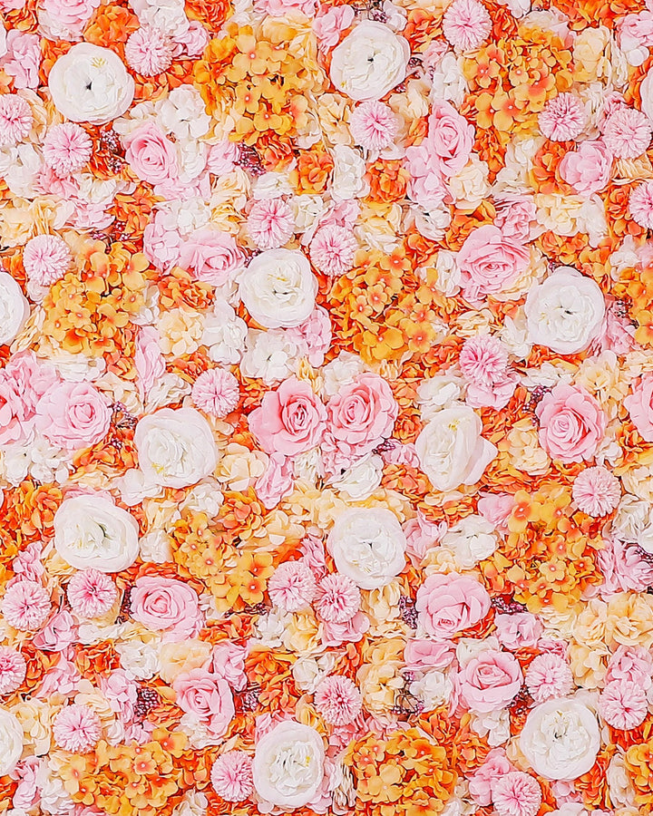 Orange Flower Wall Panel, 3D Floral Wedding Backdrop