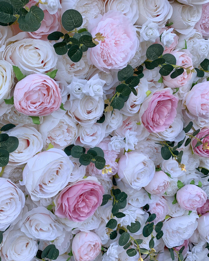 3D Pink & White Rose Flower Wall Panel, Photo Backdrop (16x24 inches)