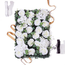 Load image into Gallery viewer, Ivory White Rose Flower Wall Panel - Eucalyptus Greenery Backdrop
